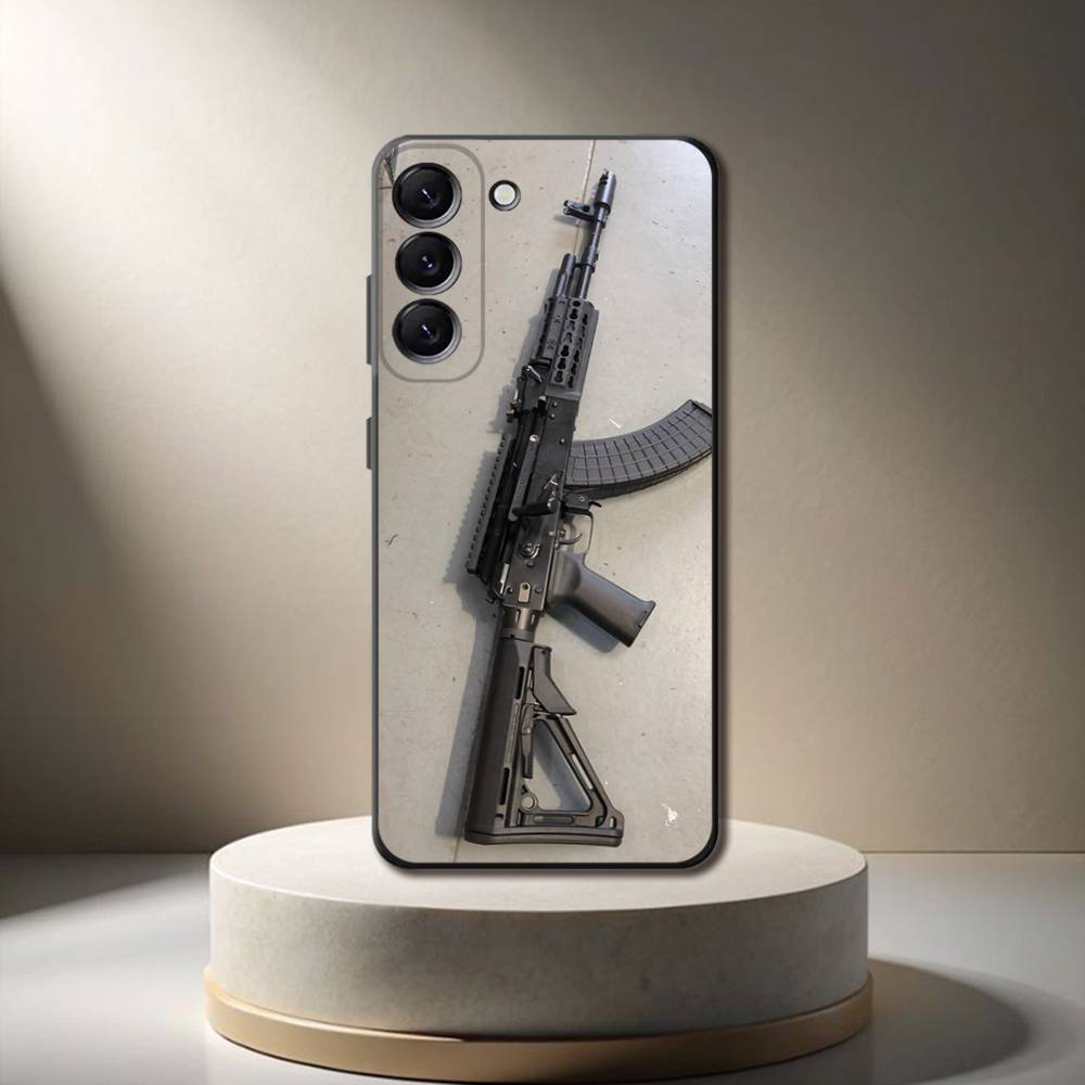 AK47 Handgun Gun BUlletss Phone Case For Samsung Galaxy A 73,72,51,53,52,71,22,5G,Note,J7,8,9 Soft Black Cover