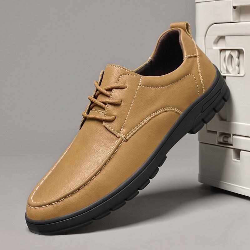 Fashion Men's Lace Up Oxford Shoes Outdoor Male Formal Dress Footwear Genuine Leather Casual Shoes Leisure Walk Shoes Sneakers