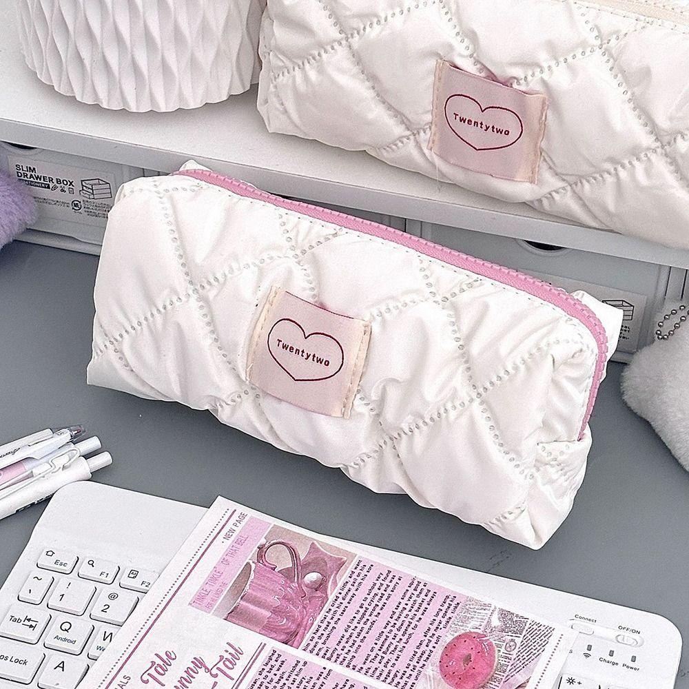 Large Capacity Pen Bag Bowknot Cosmetic Bag Cute Stationery Bag