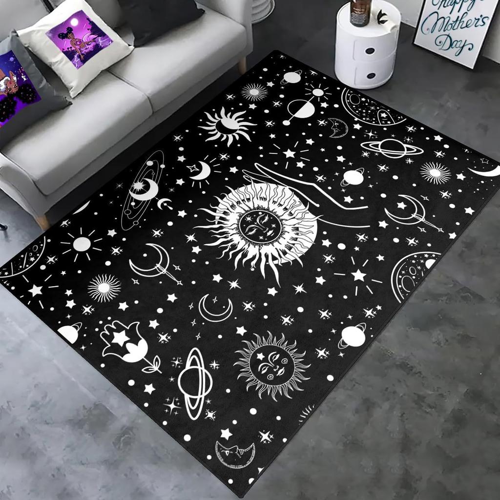 Bohemian sun, moon, starry sky, celestial bodies, carpets, living room, bedroom and home decoration