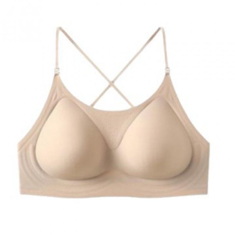 Seamless Fragrance Foundation Halter Beauty Back Bra, Thin Strap Three-Way Wear Large Open Back Women Lingerie