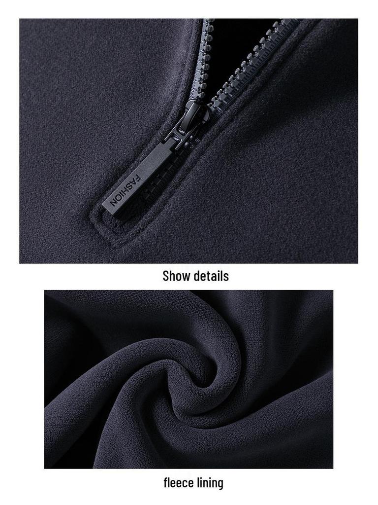 Men's Stylish Wool Cashmere Zipper Hoodie - Double-Sided Thermal Fabric for Autumn and Winter.