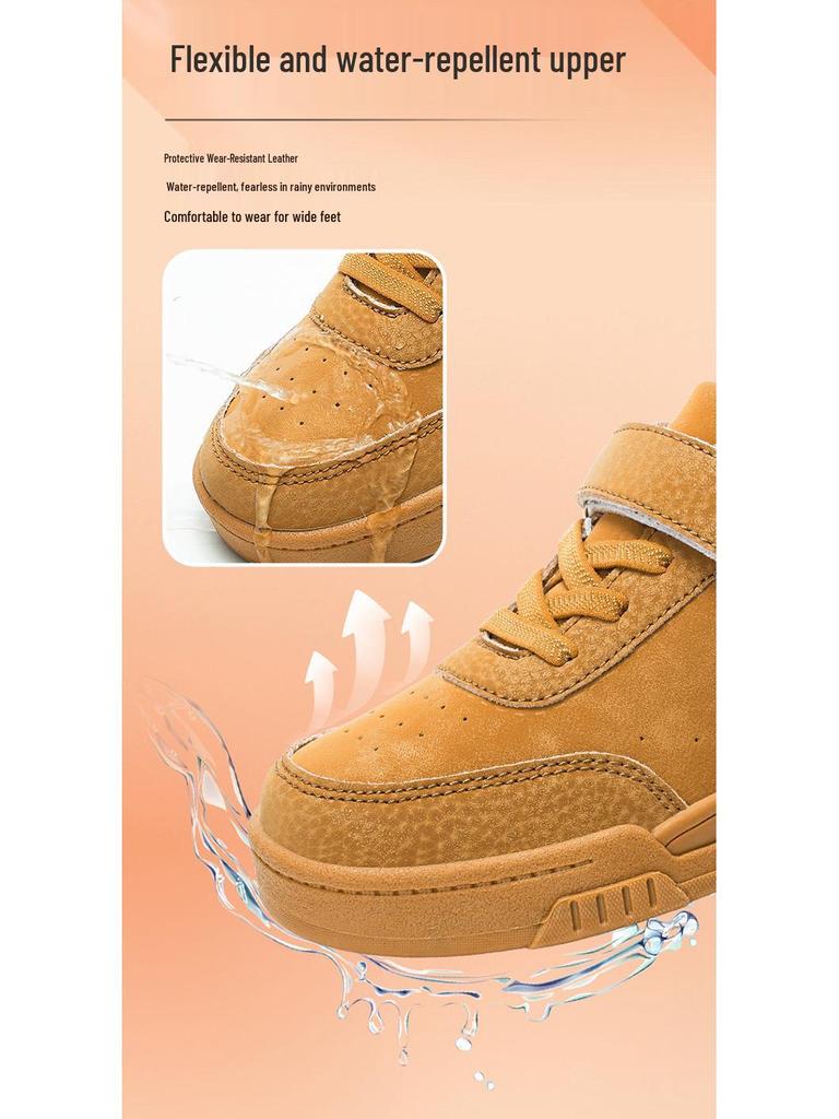 Children's White Leather Skate Shoes, Wear-Resistant, for Ages 6-12, Casual Sports Style for Boys (2024)