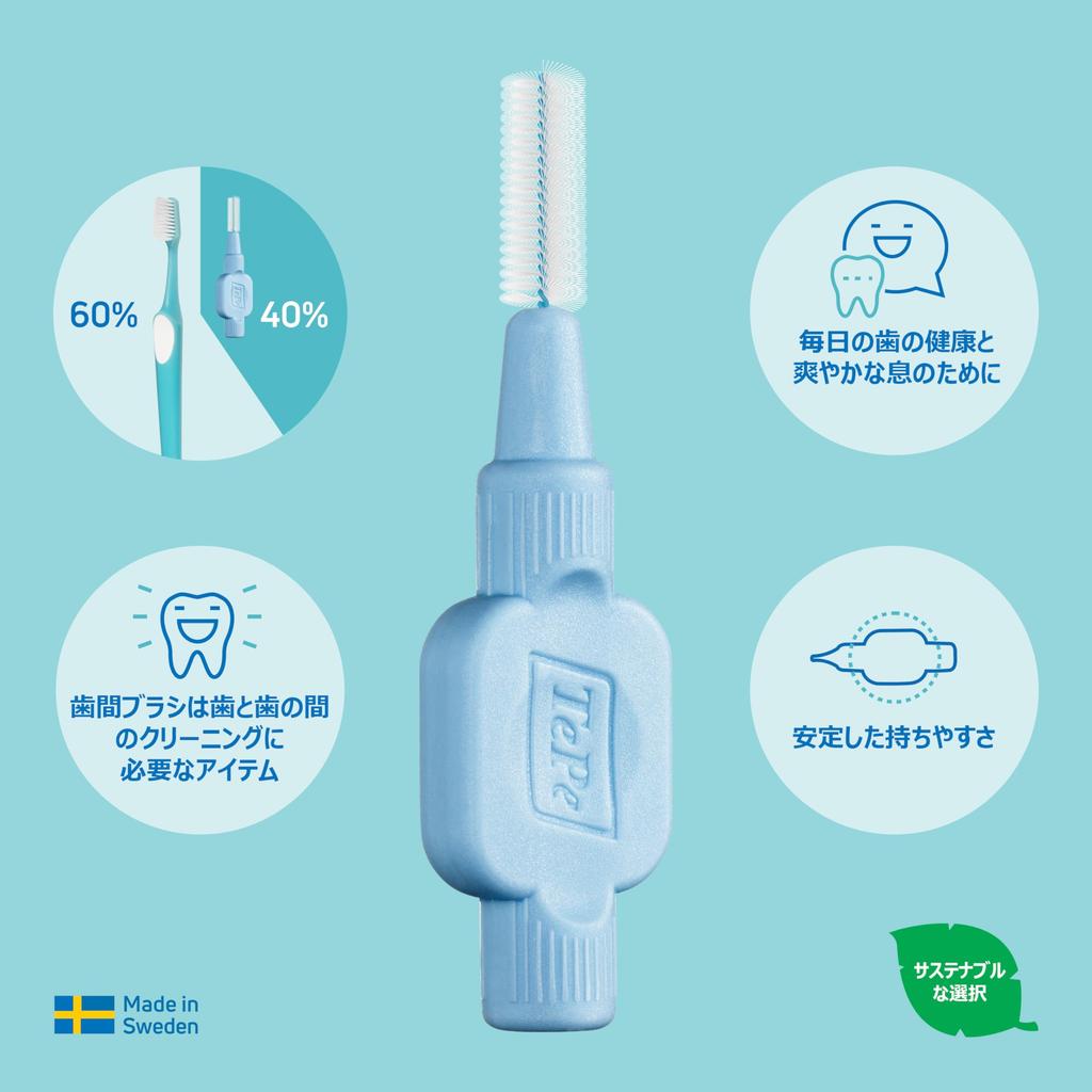 TePe Extra Weiche Interdentalbürsten (0,8 mm Grün, 20 Pinsel mit Kappen) [Authentisches Produkt] [Offiziell]