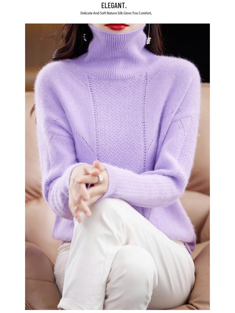 Mink Cashmere High-Neck Loose Pullover: Women's Thick Knit for Autumn/Winter 2025