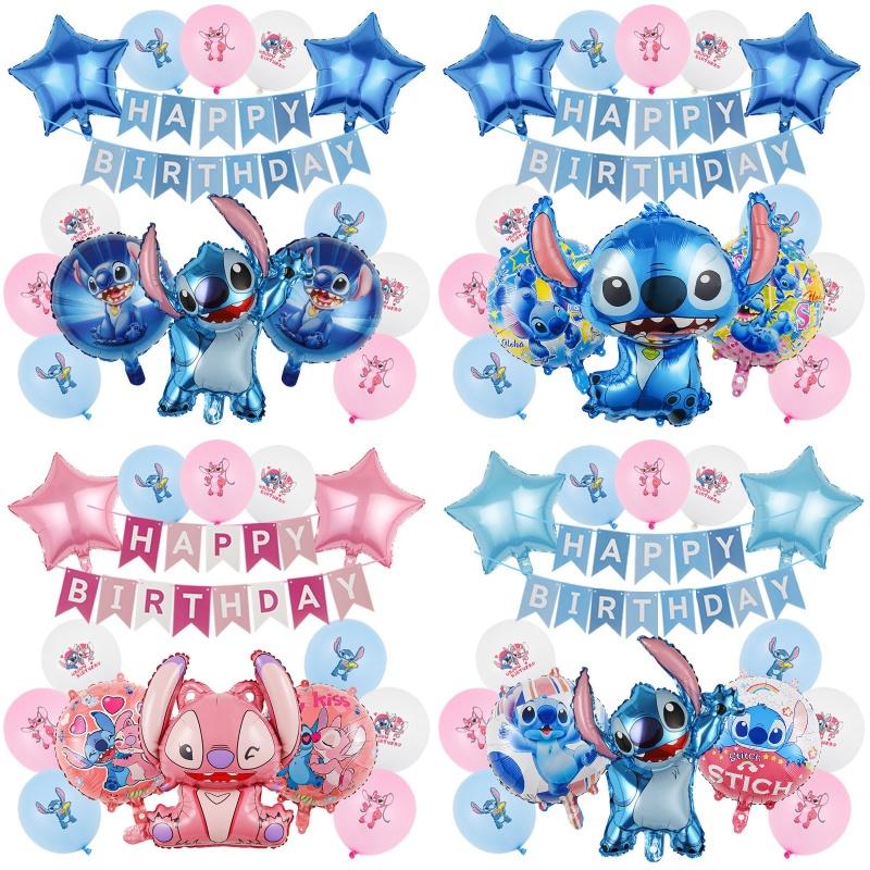 Uroczy różowy zestaw balonów aluminiowych z ściegiem, dekoracja urodzinowa dla dziecka w przestrzeni międzygwiezdnej