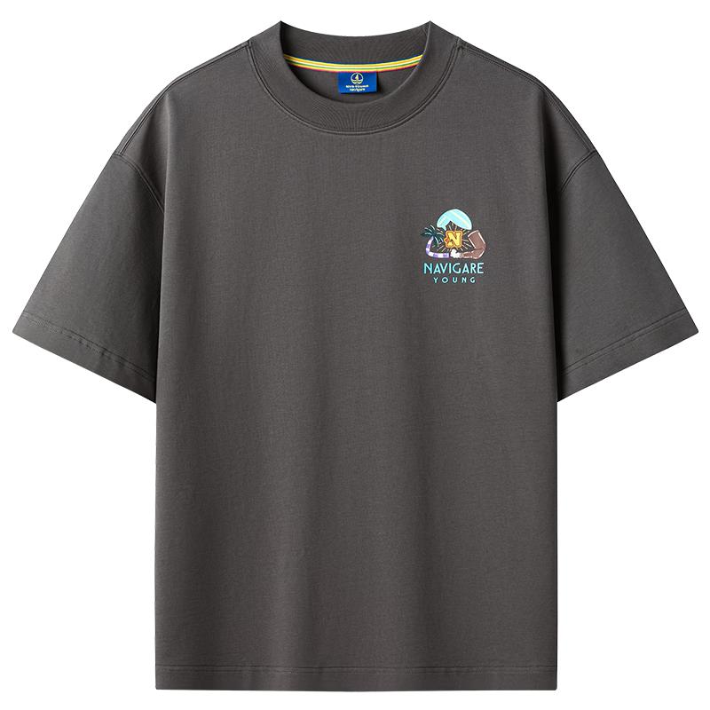 NVG·YOUNG Men s Sailboat Print Cotton T-Shirt 2XL