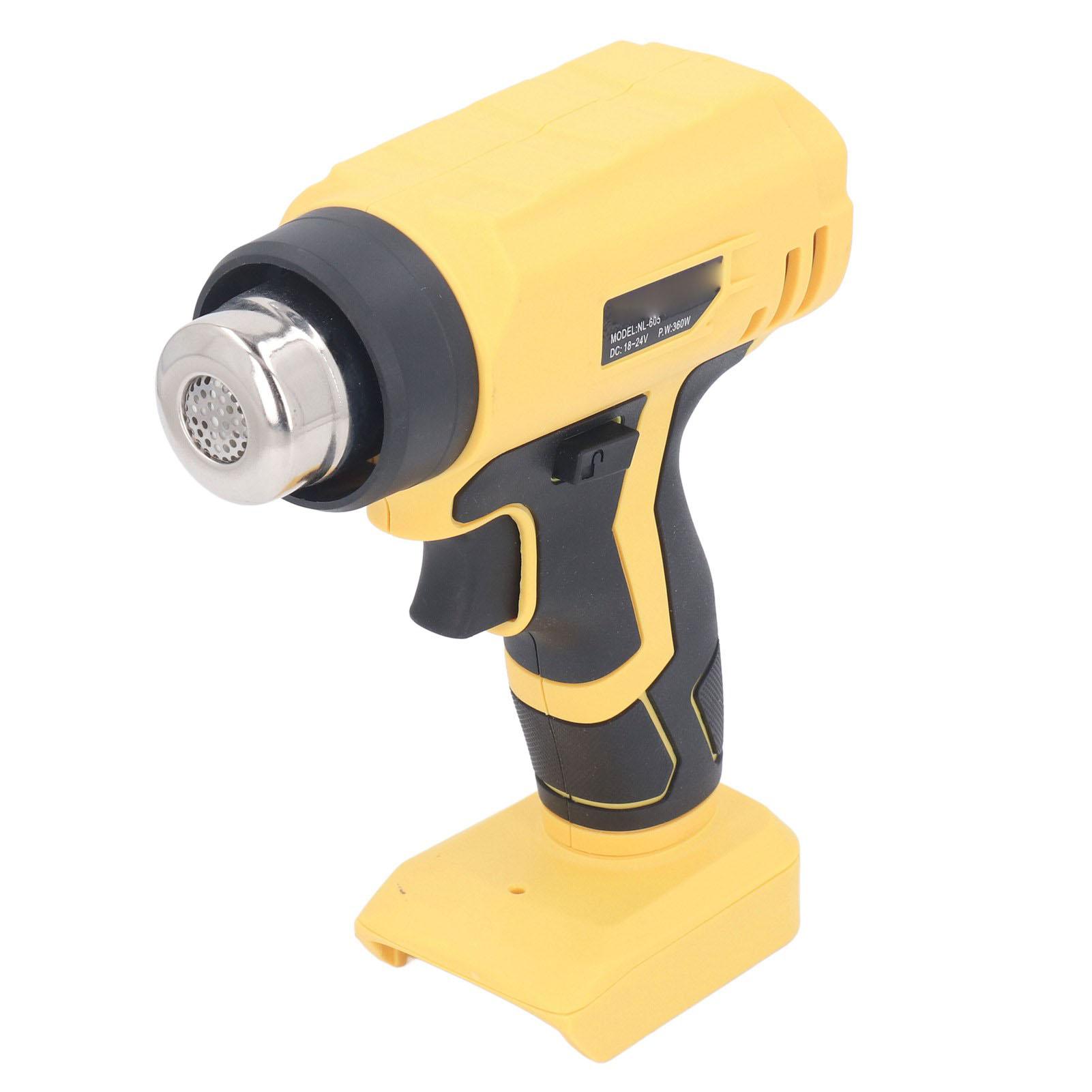 

Heat Gun 360W Cordless Hot Air Gun 400 celsius Quick Heating Tool with 4pcs Nozzle for 18V DCB204