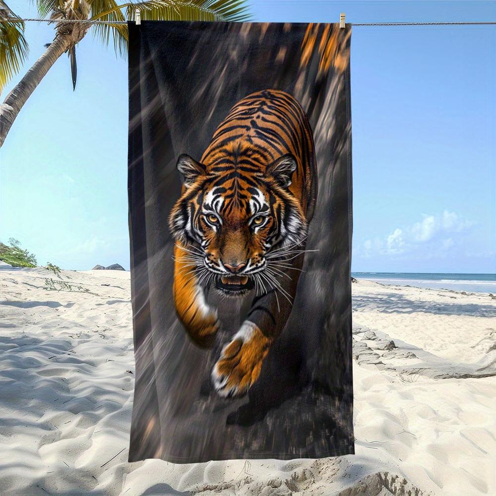 

Large Quick-Dry Beach Towel Super Absorbent Quick-Dry Bath Pool Towel with Bold Tiger Design Lightweight Microfiber for Beach W30*H60(CM)