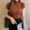 Spring 2024 Women's Short Sleeve Knit Half-High Neck Sweater Vest