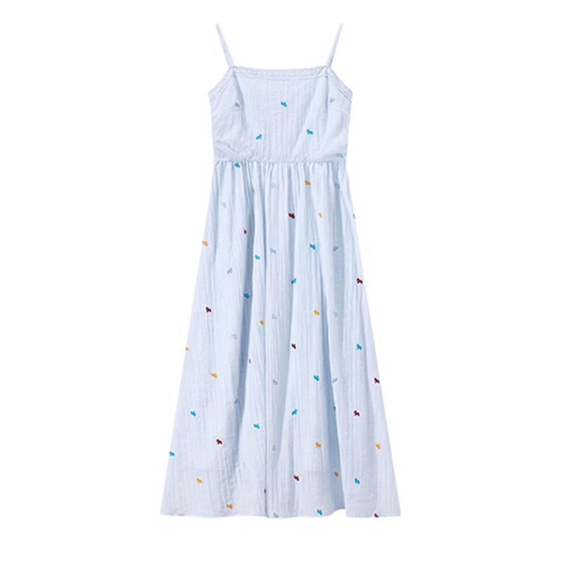 

Xiangying Floral Embroidered Strappy A-Line Dress S