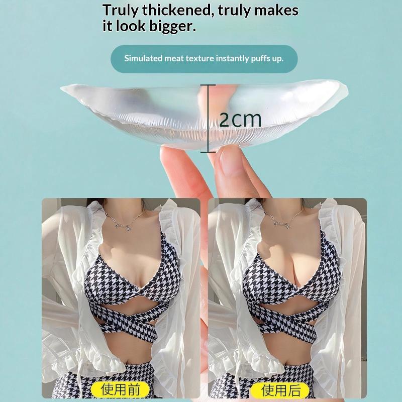 2Pcs Chest Sticky Bra For Bikini Thicken Sponge Bra Pads Breast Push Up Silicone Removeable Inserts Swimsuit Invisible Bra