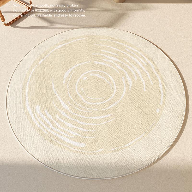 

Cream Style Living Room Decoration Carpet Washable Study Rug Modern Minimalist Rugs for Bedroom Round Anti-slip Lounge Floor Mat 80x80CM