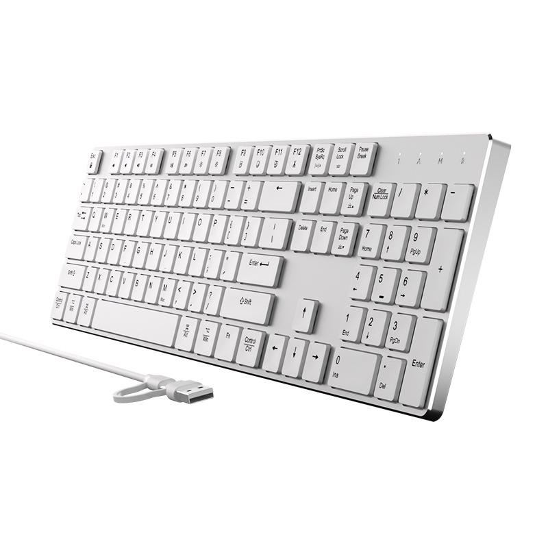 K3 Ultra-Thin Aluminum USB-C Wired Keyboard for Laptop, Desktop, Gaming, and Office
