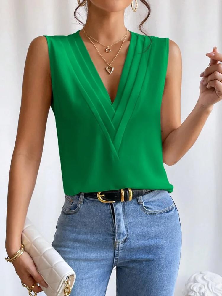 Women's Seasonal Women's T-shirt Women's Solid Color Casual Loose Sleeveless Top Casual Fashion Sleeveless Top