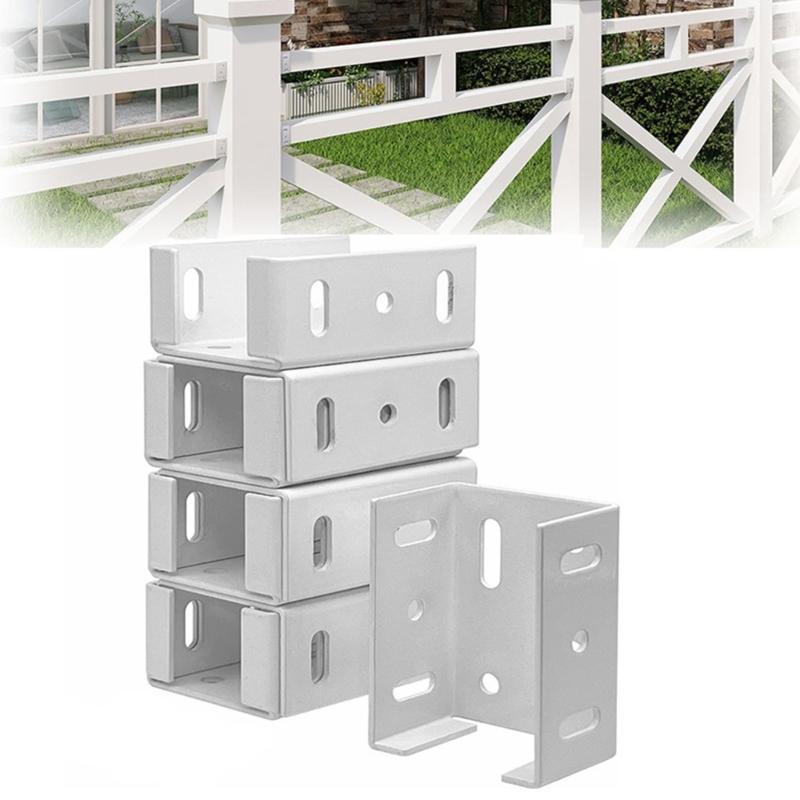 8Pcs Guide Rail Railing Connector Aluminum Alloys Fence Bracket with Screws Deck Railing Bracket Easy To Install