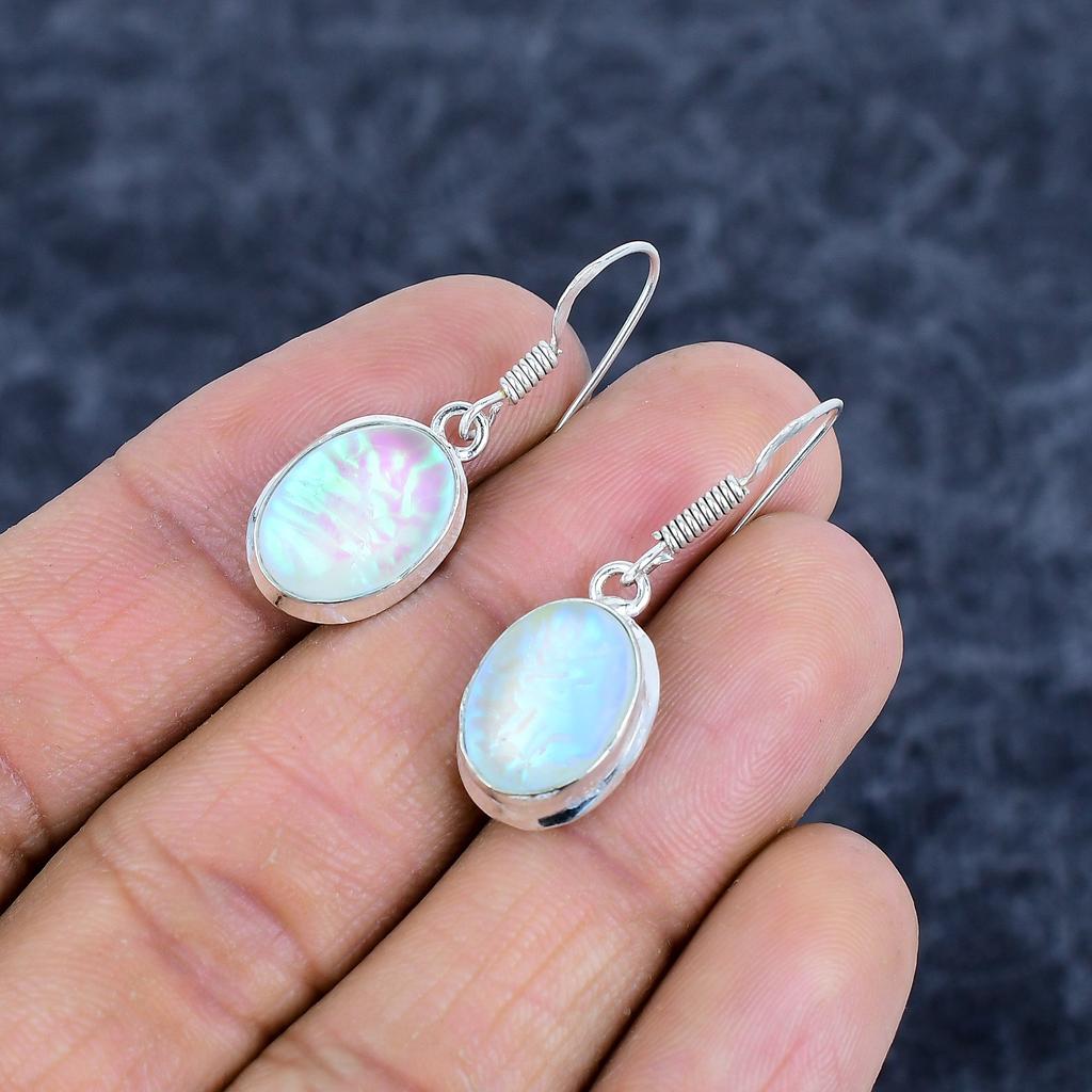 Blue Triplet Opal Gemstone 925Sterling Silver Jewelry Earring 1.38" M-3150