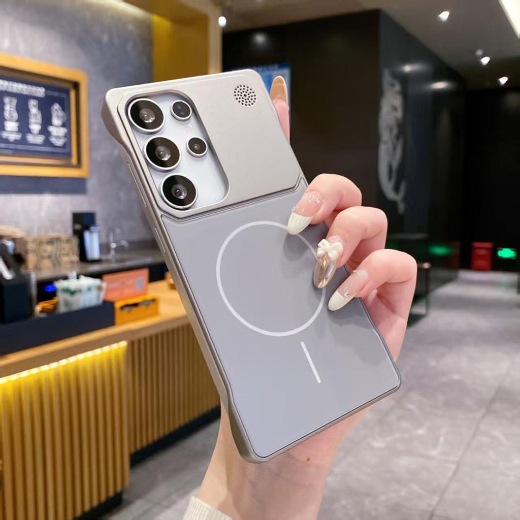 Suitable for Samsung S25 Ultra Thin Ring Magnetic Suction Phone Case S24plus Frameless AG Matte S25 Business Aromatherapy