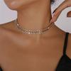 Unique Geometric Rhinestones Square Chain Necklace for Women Vintage Crystal Hollow Out Clavicle Link Aesthetic Neck New