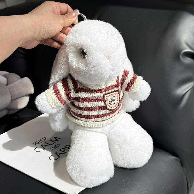 Fashion Real Natural Rabbit Fur Cute Keychain Pendant Toys Keyring Rabbit Doll Handbag Charm Ornament Pompom Plush Jewelry Gifts