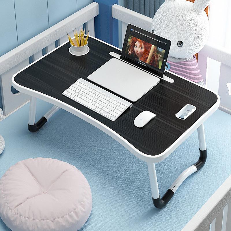 Folding Lap Desk, Portable Wood Black Laptop Bed Desk Lap Desk with Cup Holder for Working Reading Writing, Eating, Watching Movies for Bed Sofa Couch чёрный