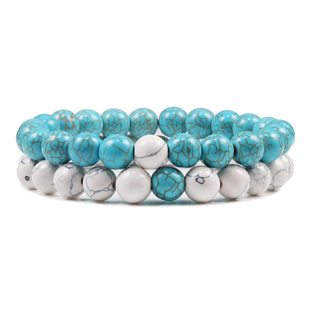 Red Turquoise & Volcanic Stone Beaded Yoga Bracelet Set