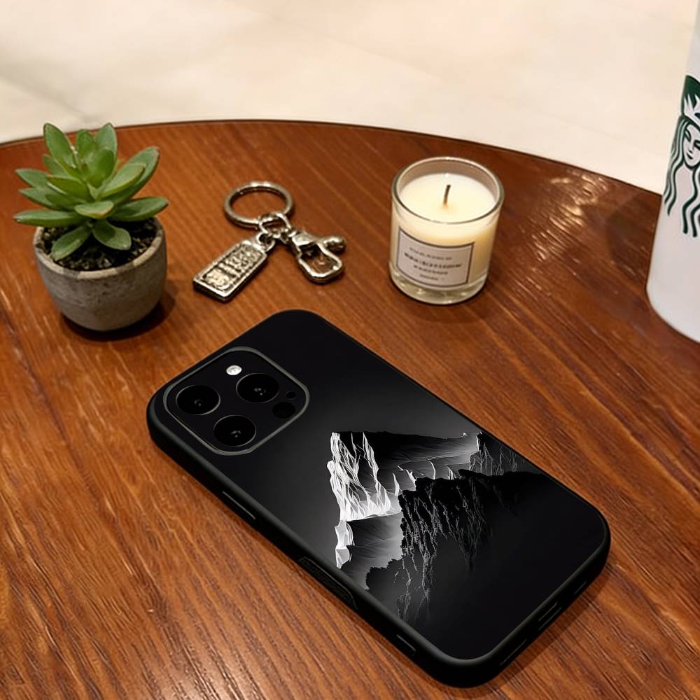 Black Mountain INS Design Phone Case Soft Silicone black For IPhone 17 16 15 14 13 12 11 X XR Plus Pro Max Plus