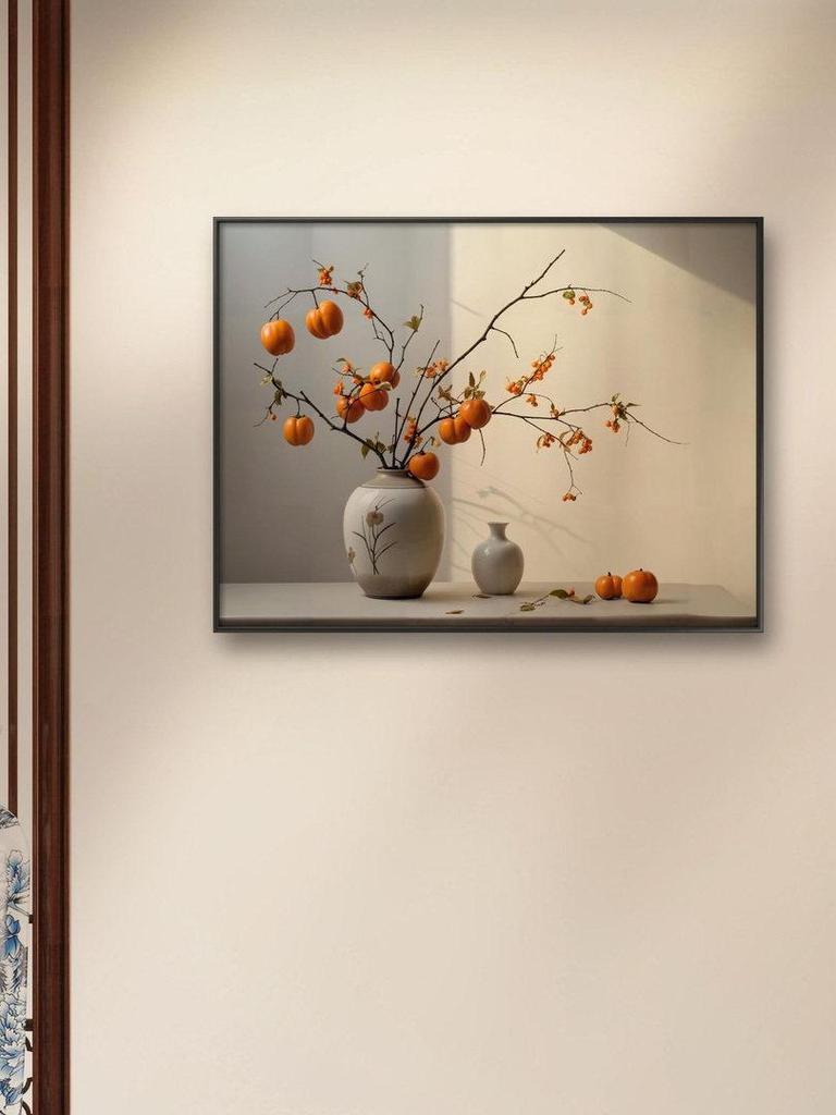 Persimmon Ruyi New Chinese Art: Decorative Paintings for Entrance, Living Room, or Bedroom