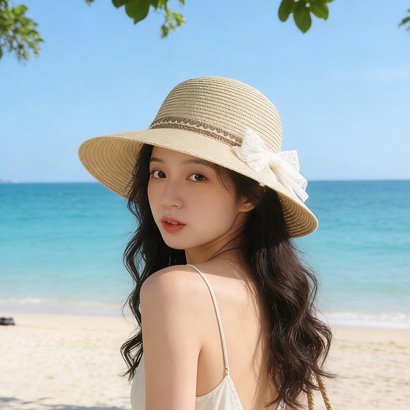 Straw hat women's summer seaside sunshade sunscreen hat big brim new sun hat