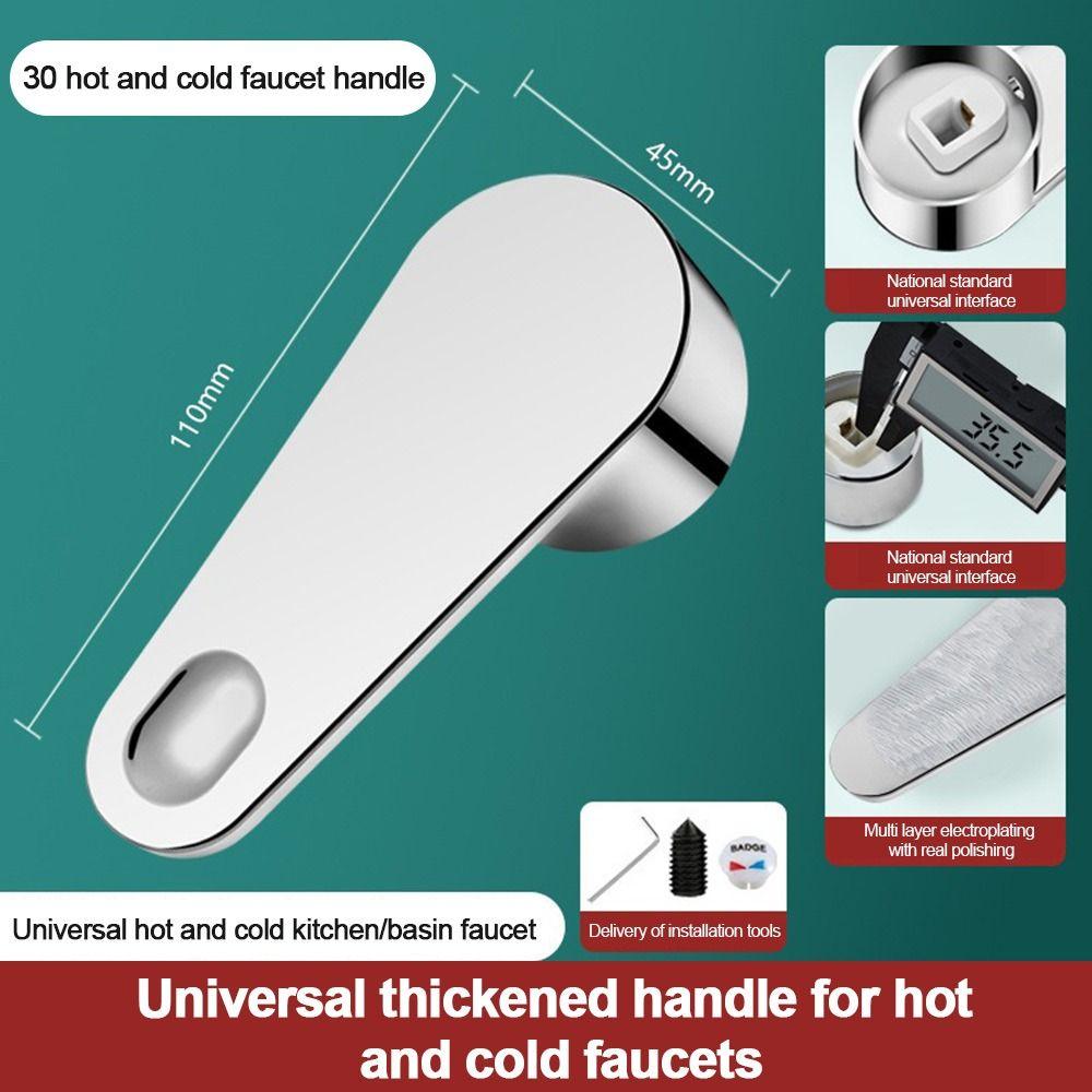 New Universal Faucet Handle Thicken Silver Quick Open Valve Faucet Switch Handle