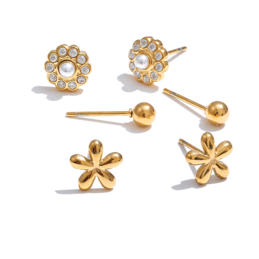 

Yhpup Exquisite Zirconia Flower Stacked Up Stud Earrings Set New Arrivals Stainless Steel Fashion Jewelry Prevent Allergy Girl