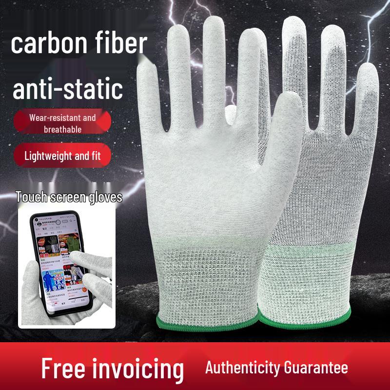 Antistatické rukavice z uhlíkových vláken pro montáž PC - Potažené prsty a dlaně, Unisex