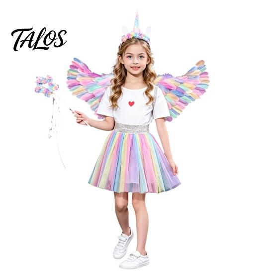Cosplay Wings for Theatre Performances Angel Feather Kids, Colorful Wing Costume Accessory Fallen with Elastic Straps Strap Halloween Party, Cosplay,