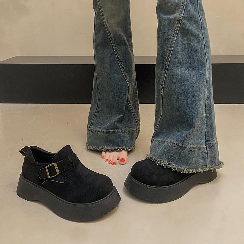 Yang Mi Style Women's Platform Loafers: 2025 Autumn Slip-On, Versatile Birkenstock-Inspired Shoes, Size 34