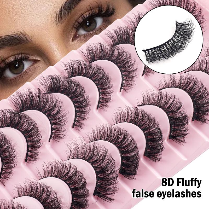 10 Packs of High Imitation Mink Hair False Eyelashes Natural Simulation Thick Curled Eyelashes