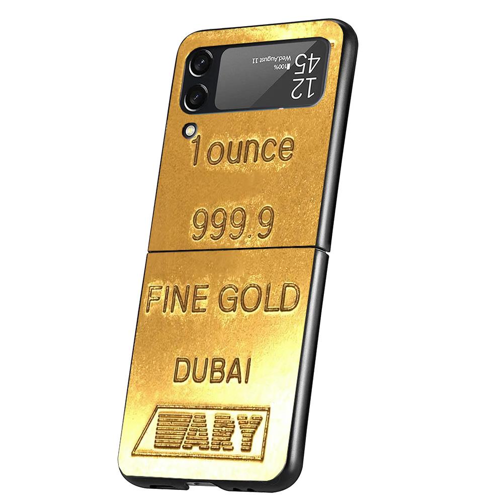 Fine Gold Pattern Printing Case Phone Cover for Samsung Galaxy Z Flip 7 6 5 4 3 5G ZFlip7 ZFlip6 ZFlip5 ZFlip4 ZFlip3 Black Fund