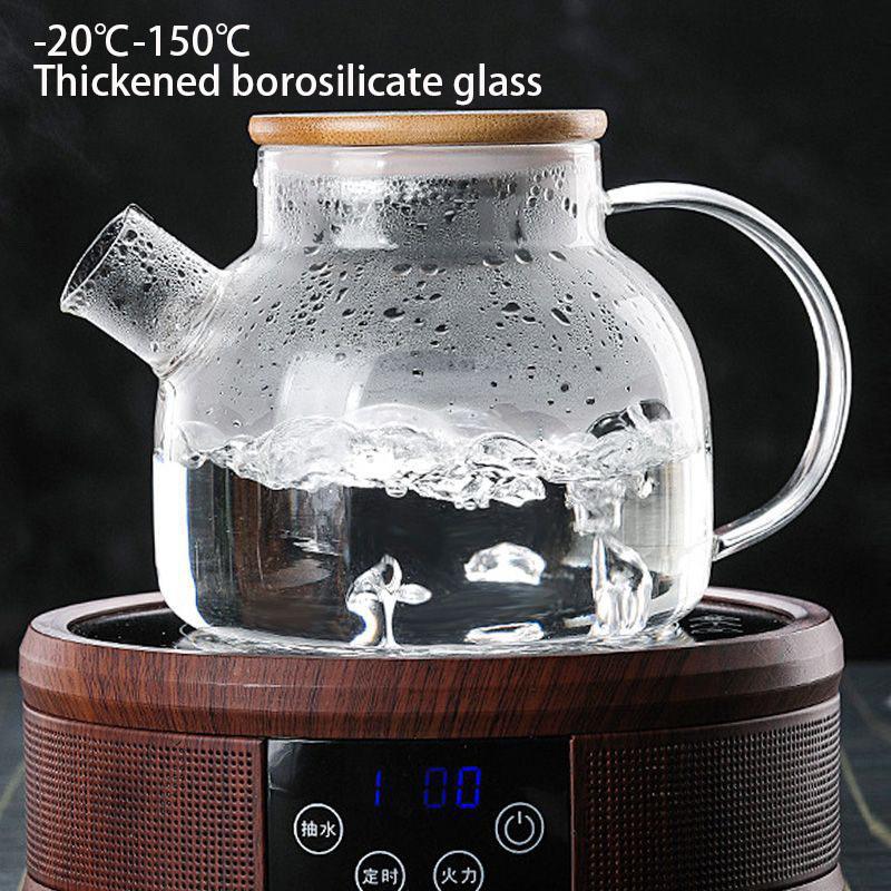 YWDL 1L/1.8L Set Teiera in Vetro Borosilicato Teiere Trasparenti con Tazza Filtro Rimovibile Beccuccio Articoli per Bevande per Tè Fiorito a Foglie Sfuse