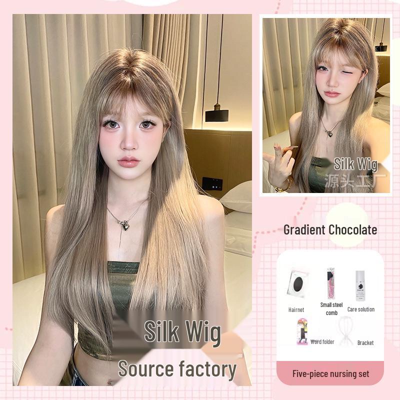 Silk Happy Women's Chocolate Gradient Wig - New Style Daily Natural Full Head Wig