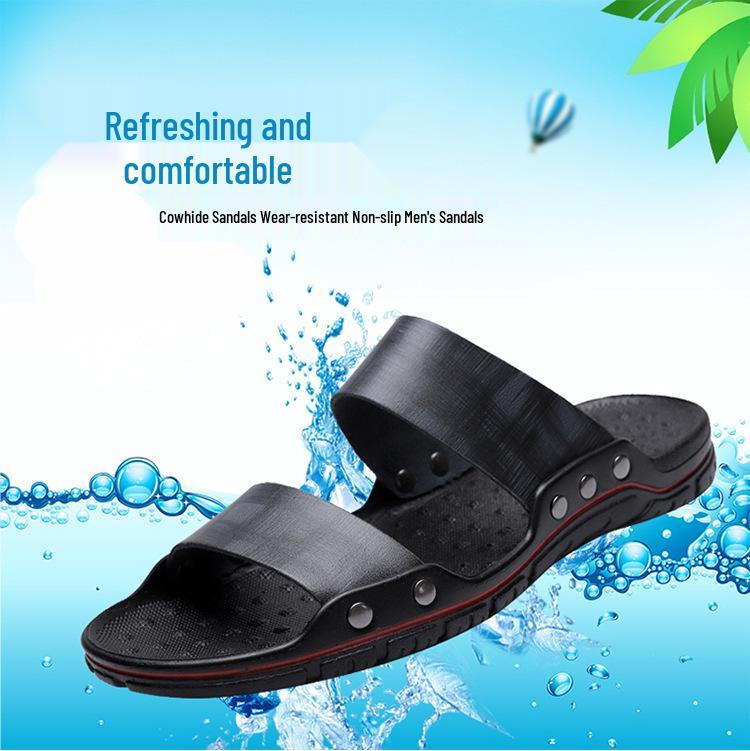 Men's Oversized Genuine Leather Non-slip Beach Sandals