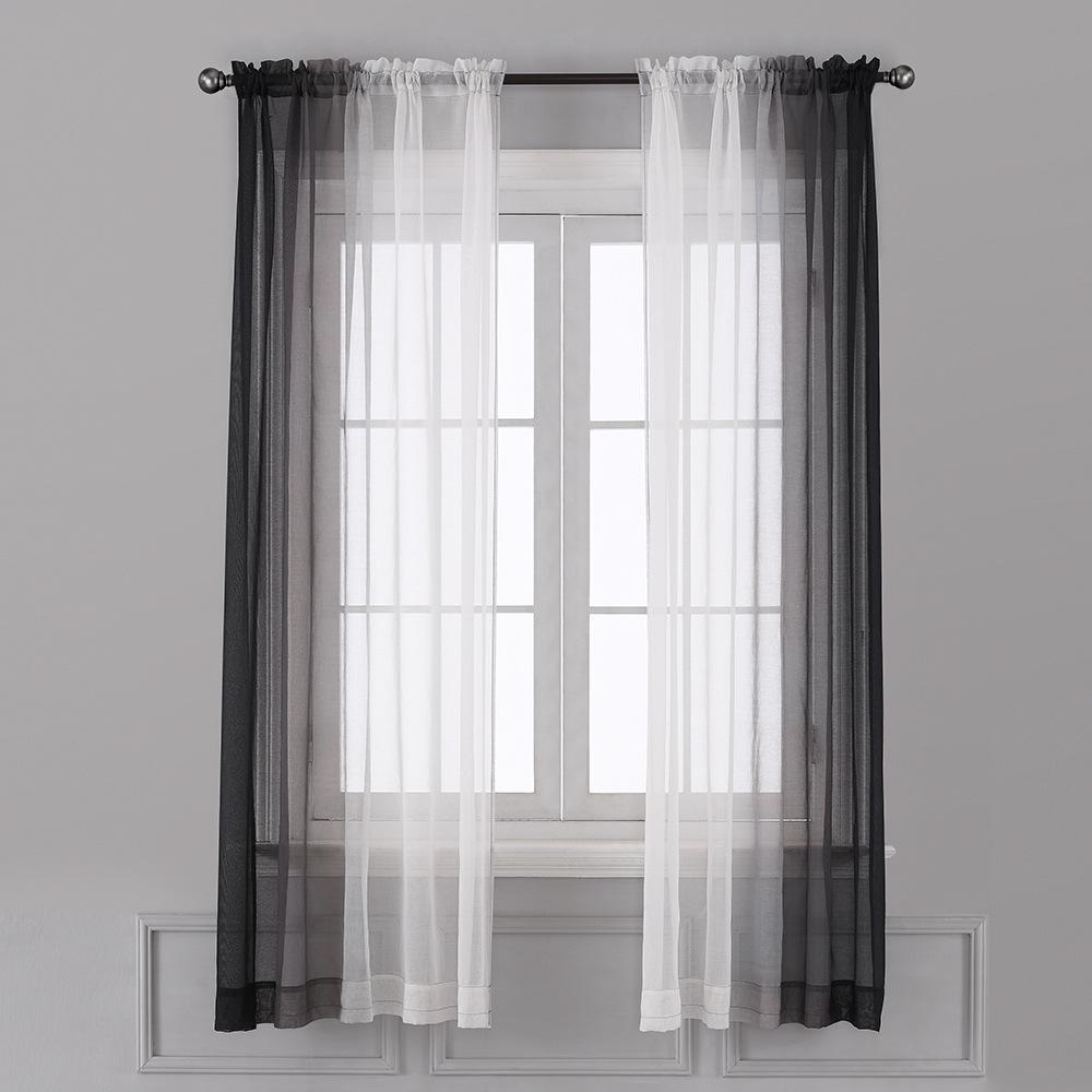 Solid Color Gradual Change Printing Curtain Screen Curtain Simple Window Screen Fabric Curtain Finished Balcony Living Room Bay Window Special Price