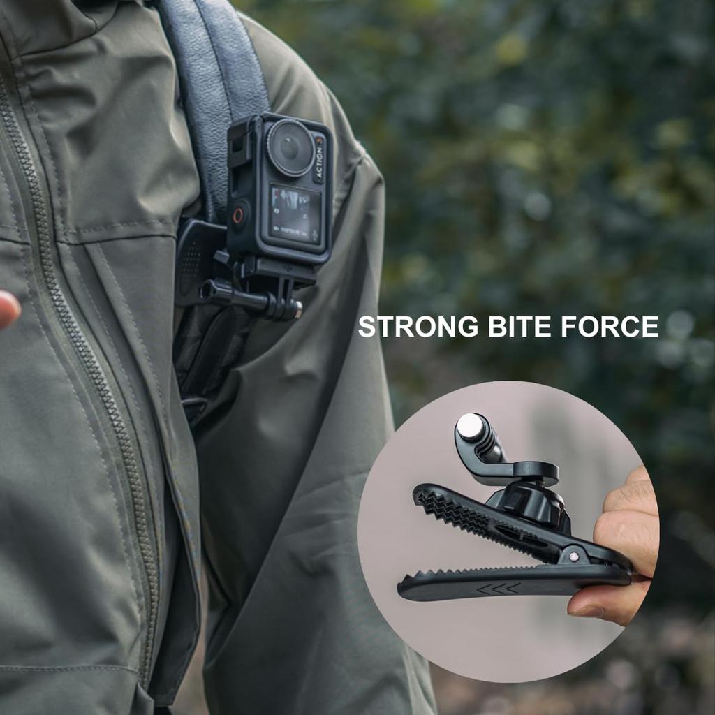 Fujing Backpack Shoulder Strap Mount Clamp Mount for Gopro 360 Degree Rotation Backpack Quick Clip Mount Compatible with Gopro Hero DJIOsmo Action and