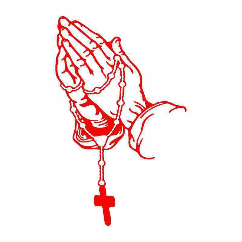 Custom Cross and Rosary Gesture Waterproof Car Decal for Rear Window Decoration