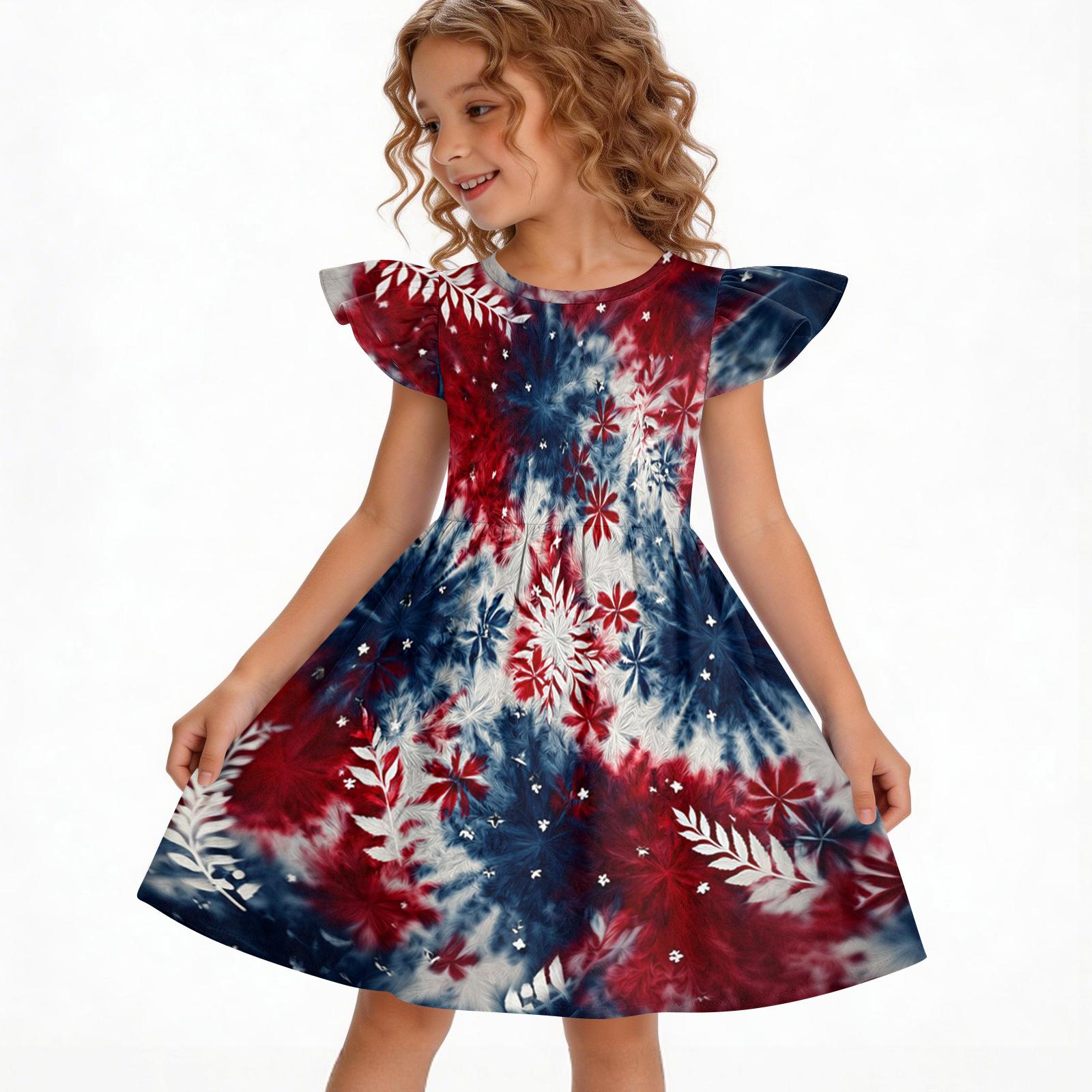 Girls  Summer Princess Dress - A-Line Casual Print Dress 140