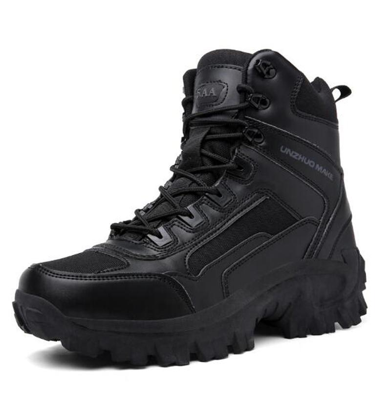 

New Tactical Military Combat Boots Men Leather Army Hunting Trekking Camping Mountaineering Boots D54 46 чорний