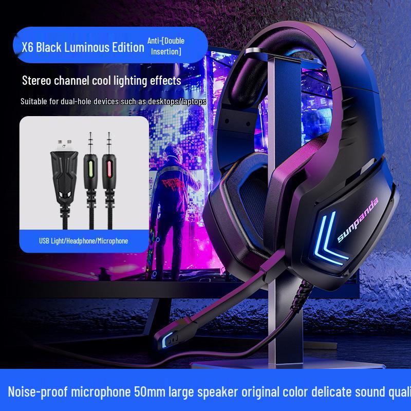 USB Gaming Headset with Noise Cancelling and Cool Lighting Effects for PC/Laptop