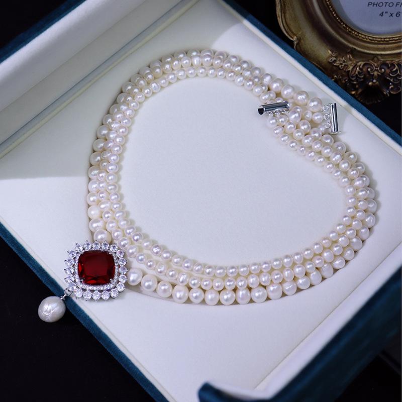 Elegant Multi-layer Freshwater Pearl Choker Necklace for Women (6-10mm)