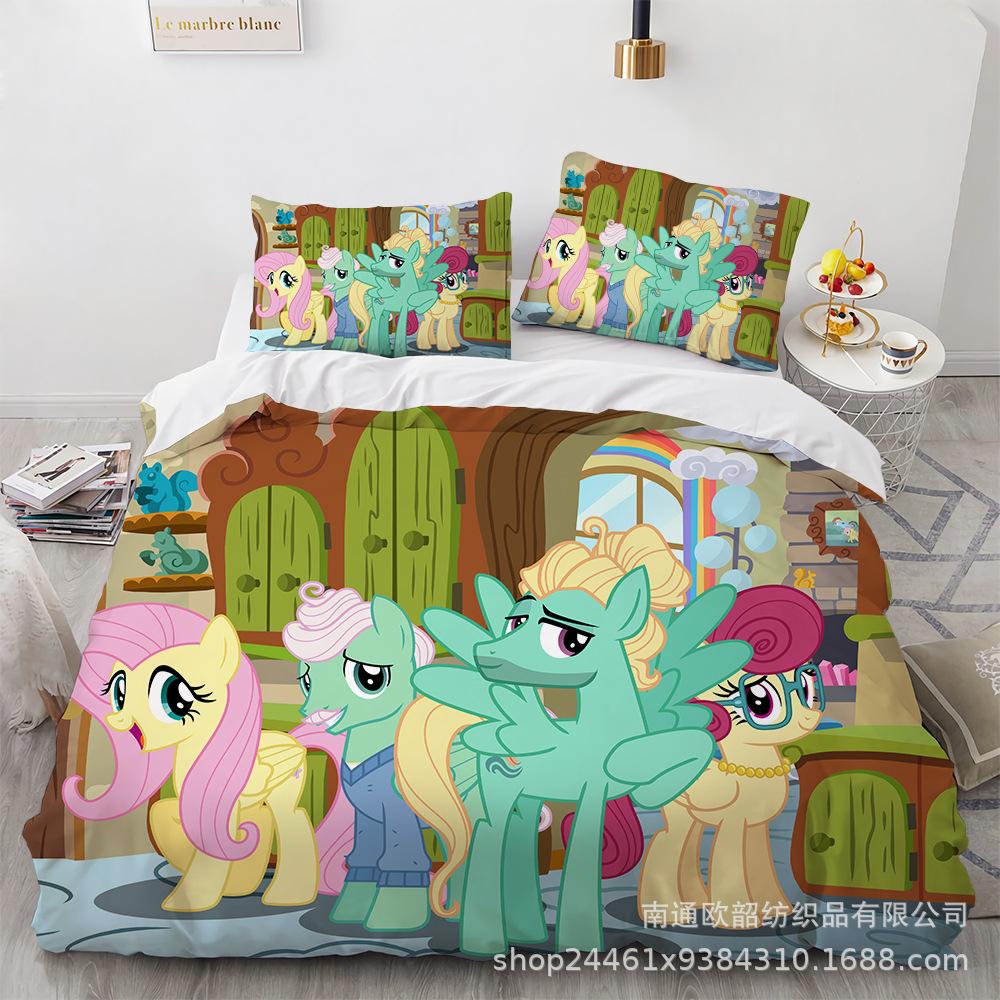 Sady povlečení My Little Pony Přikrývka Prošívaná přikrývka Přehoz na postel Povlak na peřinu Povlak na polštář Sady 2-3 kusů Dětské Velikosti pro dospělé Domácí dekorace