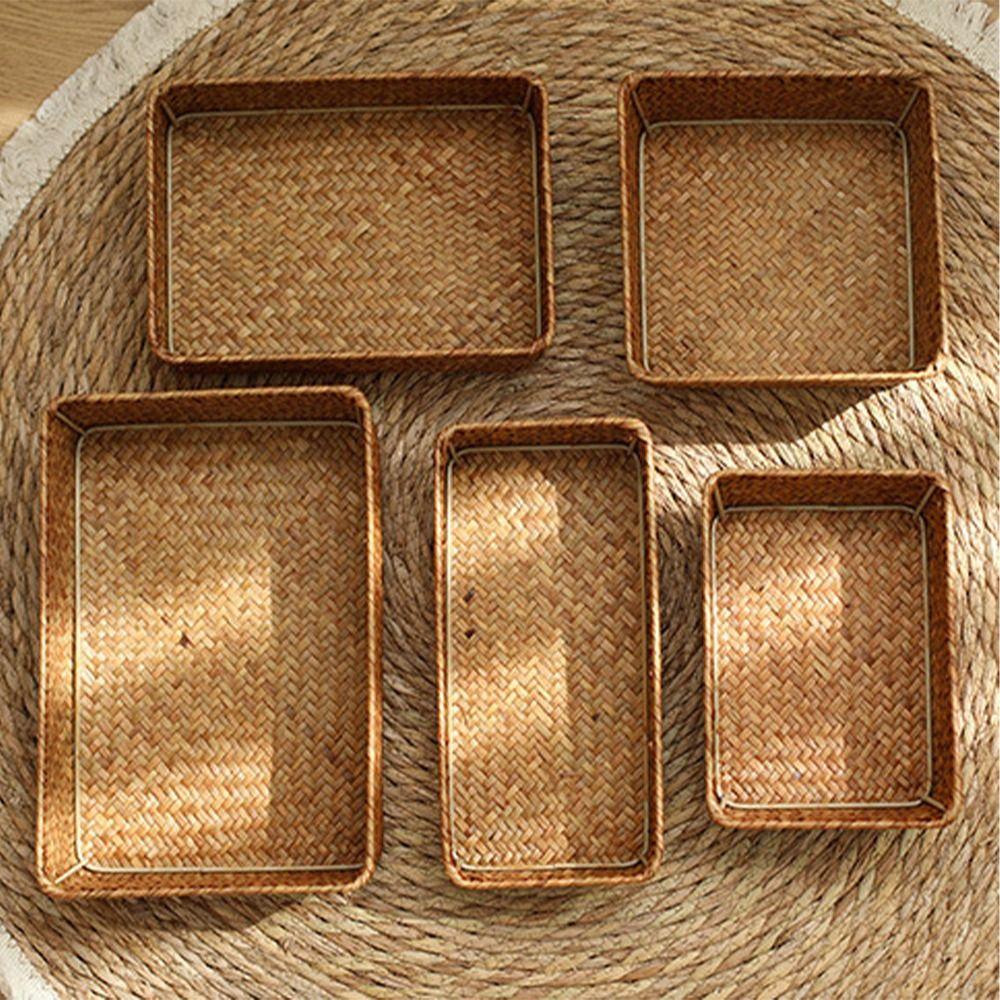 Creative Storage Basket Large Capacity Desktop Clutter Box Seaweed Woven Basket Food