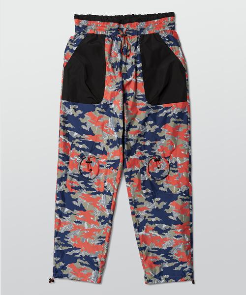 Zensai Camo Patch Color Block String Pants [Orange/Yellow]