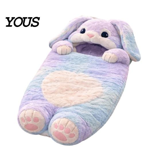 Indoor Outdoor Schlafsack Plüsch Kaninchen Umschlagtasche, Schlappohr Hase Schlummer für Kinder, Gemütliche Winter Tier Nickerchen Matte Sack Zuhause Reise Kindheit